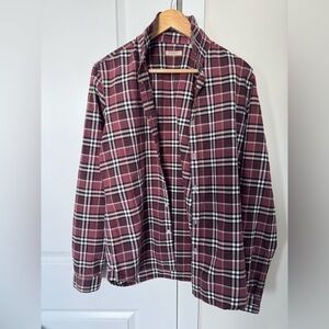 Burberry Brit Men’s Classic House Check Button Down Shirt - Plum/Burgundy - L
